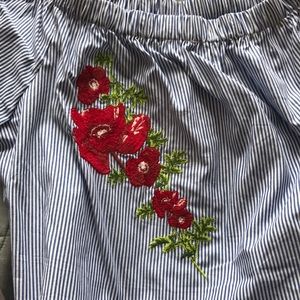 Embroidered stripped dress